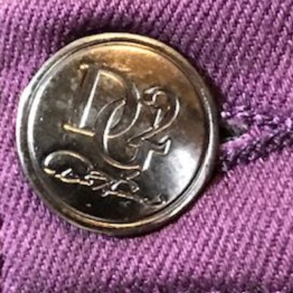 DG2 Pure Purple Front Slit Center Seamed Stretch Cotton Blend Bootcut Jean - Picture 7 of 10